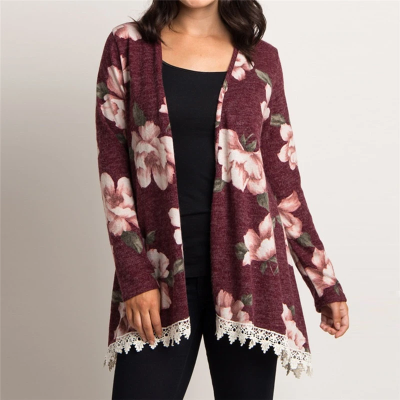 Осенний цветочный женский Кардиган с длинным рукавом 2018 повседневный элегантный