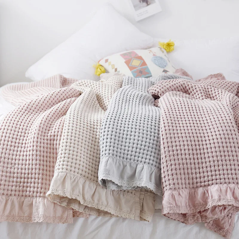 

Waffle Nap Super Soft Cozy Throw Blanket Modern Lace Blankets for Couch Throw Travel Towel Quilt Sofa Cover