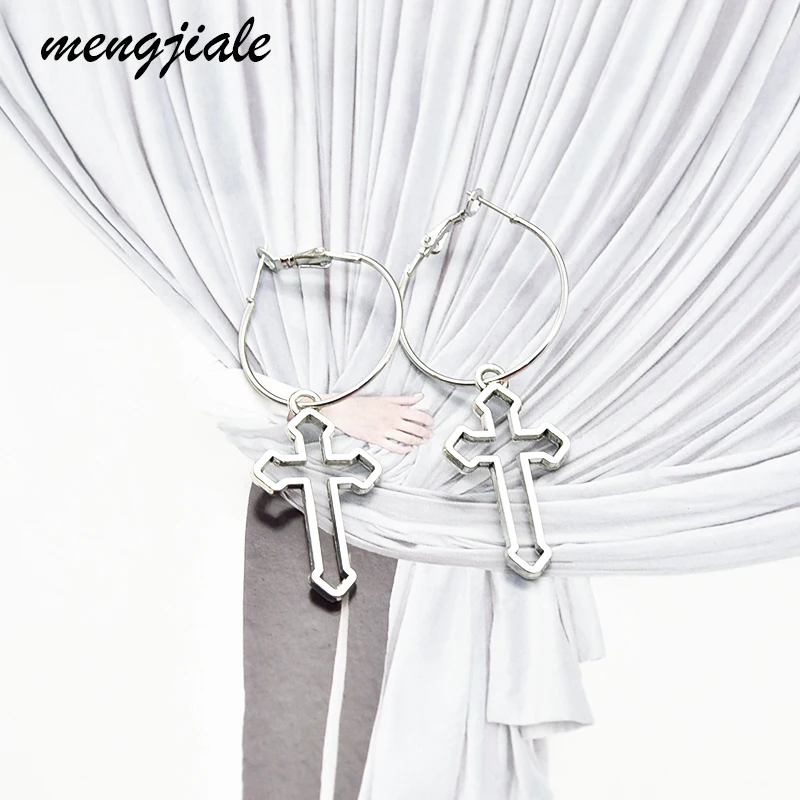 

1pair cool design punk style Cross Charm Earrings Hoop Earrings