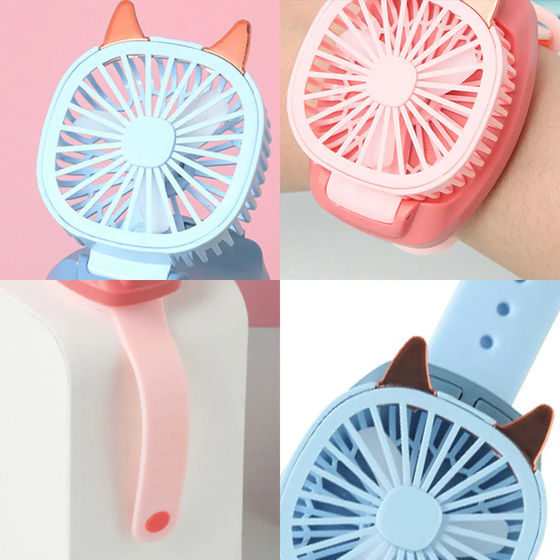 

Mini Portable Carry Wrist Fan Watch Rotatable USB Charging Air Cooling Fan Detachable Students Watch Table Fan