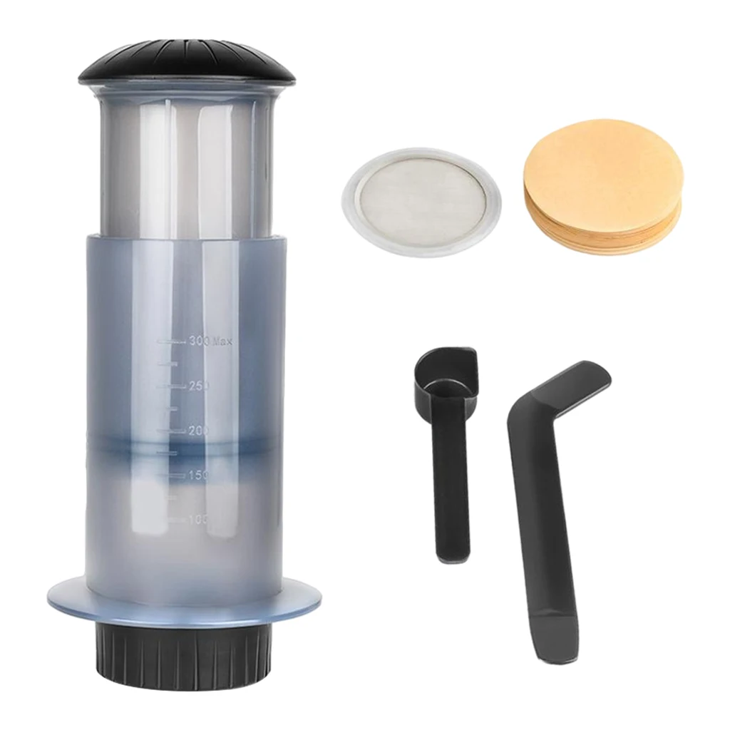 

Mini Portable Hand Press Coffee Maker Hand-held French Coffee Pot Silver