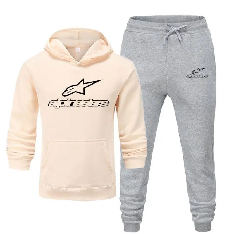 

2021 New Men's Hooded Pullover Spring and Autumn Sports Suit Casual Sportswear Pullover Sweater Hoodie and Velvet Two-Piece Set