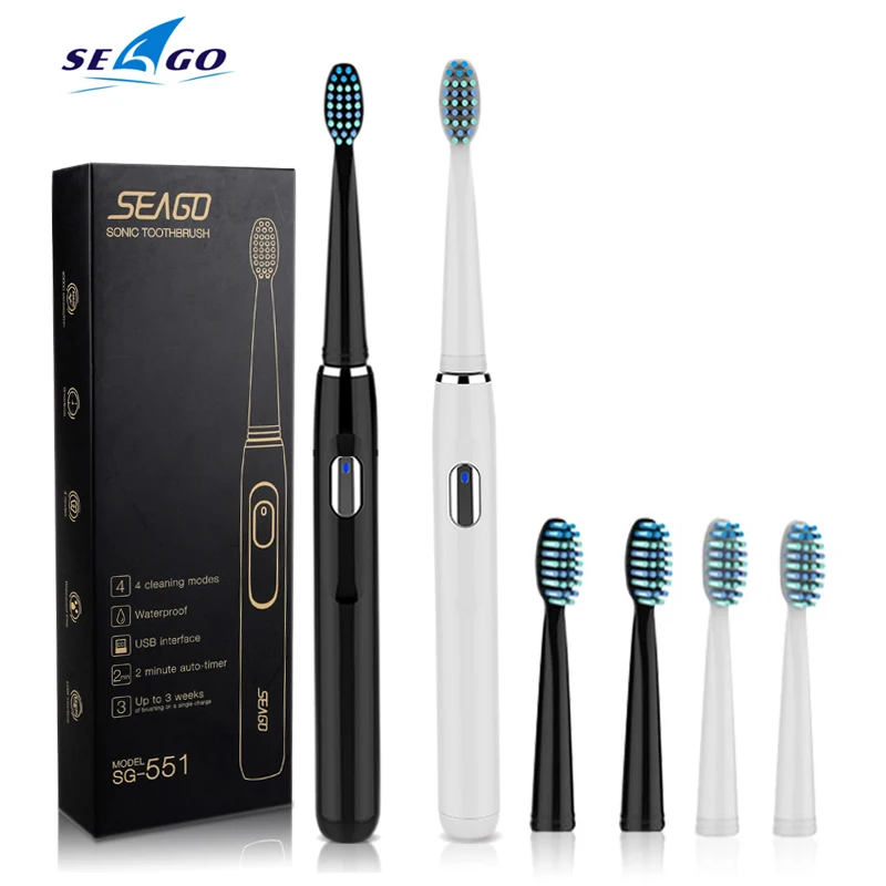Электрическая зубная щетка Seago 551 перезаряжаемая с таймером USB зарядка