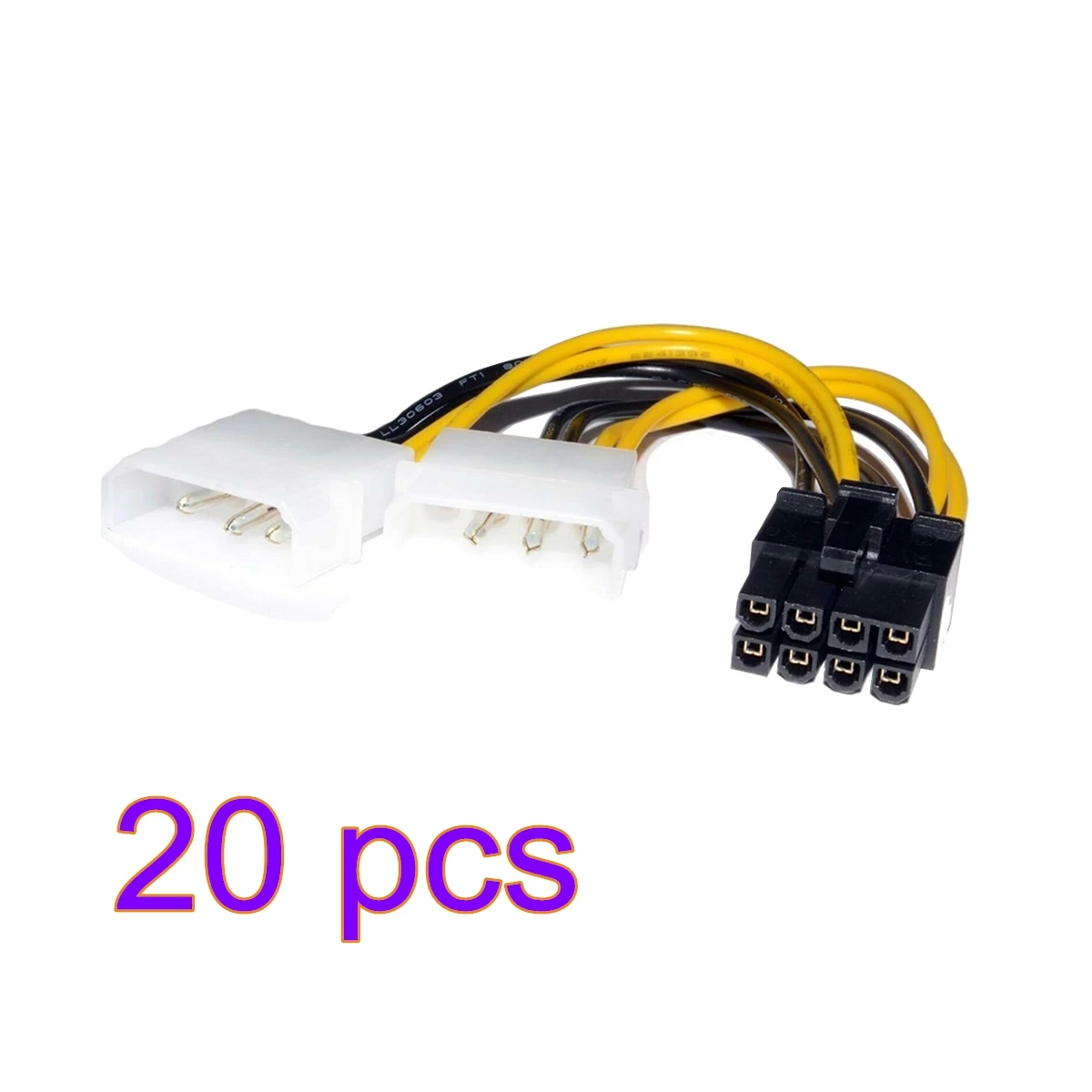 

20pcs 18cm 8Pin To Dual 4Pin Video Card Power Cord Y Shape 8 Pin PCI Express To Dual 4 Pin Molex Graphics Card Power Cable