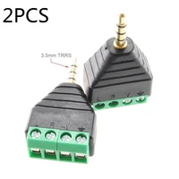 2 pack 3 5mm 18 trrs male jack to av 4 screw terminal block balun connector