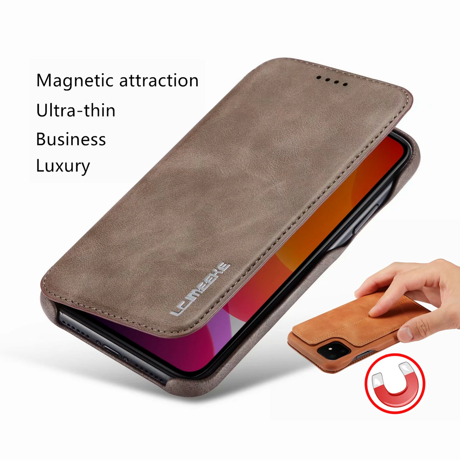 

Роскошный притягательный Магнитный чехол для телефона Apple iPhone 11 Pro Max, деловая кобура, ретро оригинальный кожаный чехол, простой
