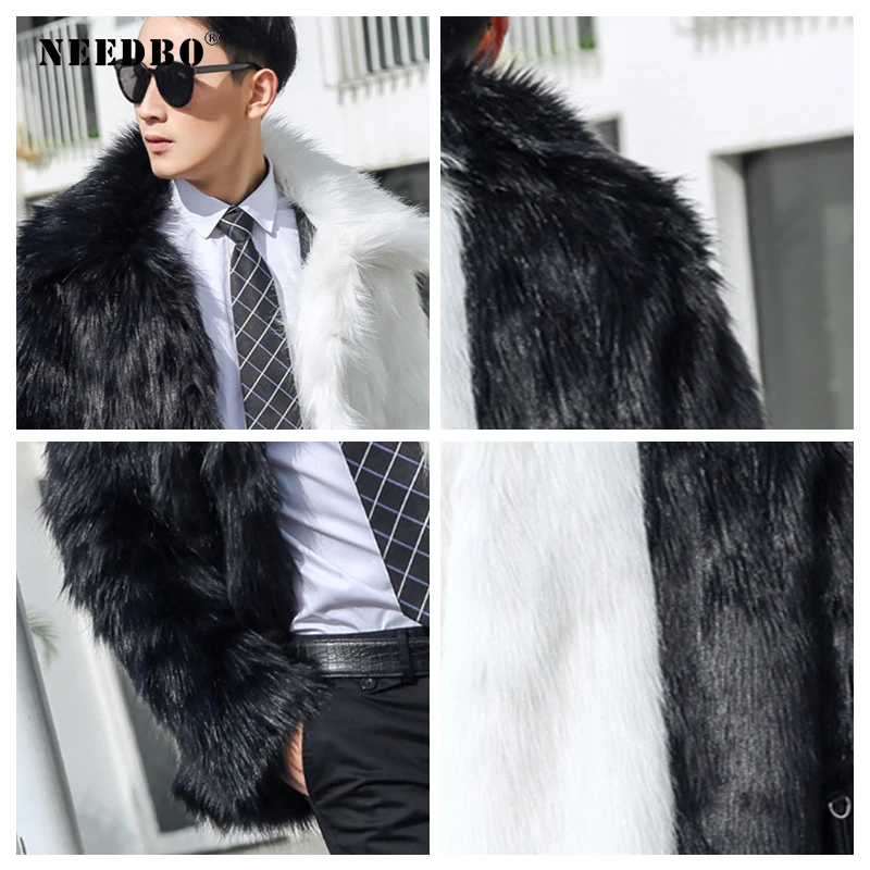 Warm Winter Jackets Men Fur Faux Fox Coat Jacket Oversize Loose Faux Fur Jacket Men Male Streetwear Thicken Outwear Overcoat