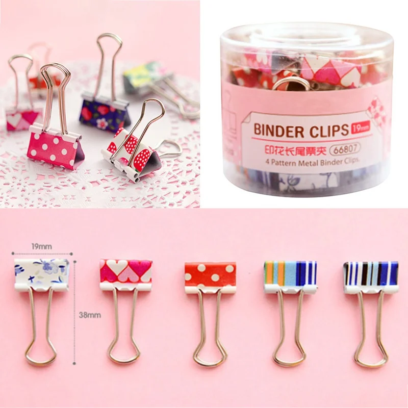 

New 24pc/box Long Tail Clip Color Fresh Printed Dovetail Clip Data File Metal Binder Clips Binding Supplies