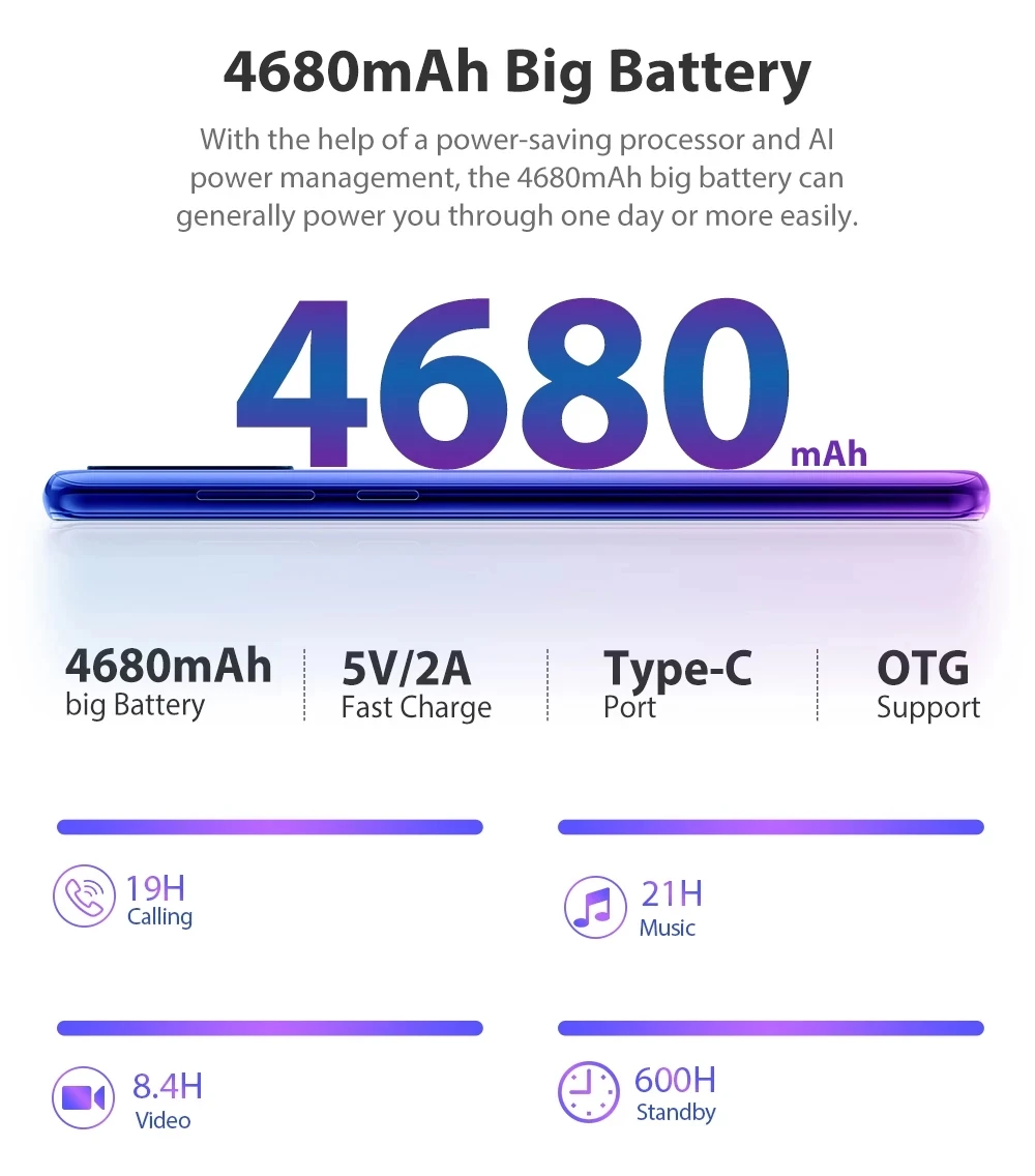 Blackview A80 плюс 6 49 дюймов 4 Гб + 64 13MP Octa Core Quad сзади Камера 4G 4680 мАч NFC мобильный телефон