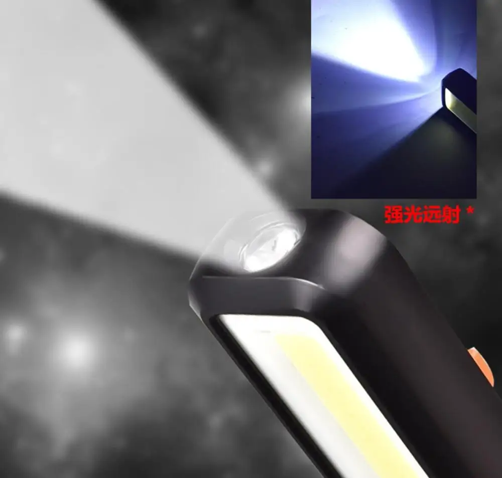 구매 20X 6X COB LED 작업 검사 조명 18650 USB 충전식 캠핑 비상 조명, 랜턴 레드 스트로브 경고 램프 4 모드