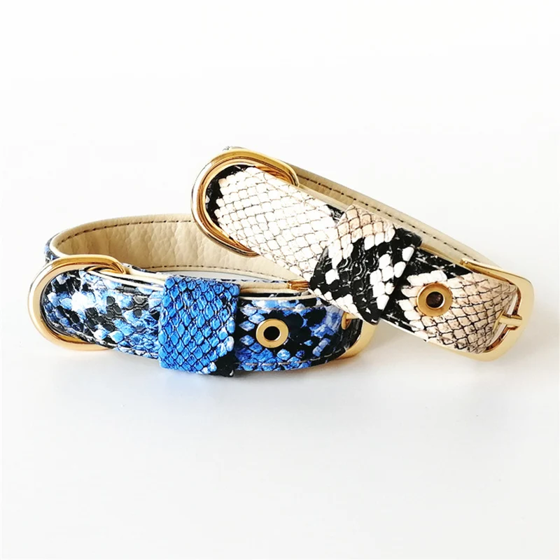 аксессуары для собак ошейник кожа Кожаный домашних животных со змеиным узором