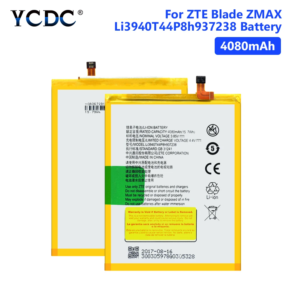 Новый 4080mAh Li3940T44P8h937238 батарея Замена для ZTE Blade ZMAX Z MAX Z982 Мобильный телефон