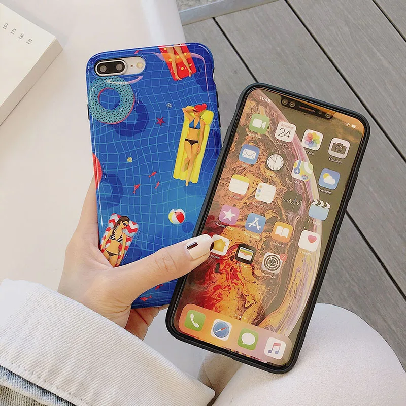 Смешной Рисунок сетка синий чехол для телефона iPhone 6 6s 7 8 Plus X Xs XR Max ТПУ Мягкая