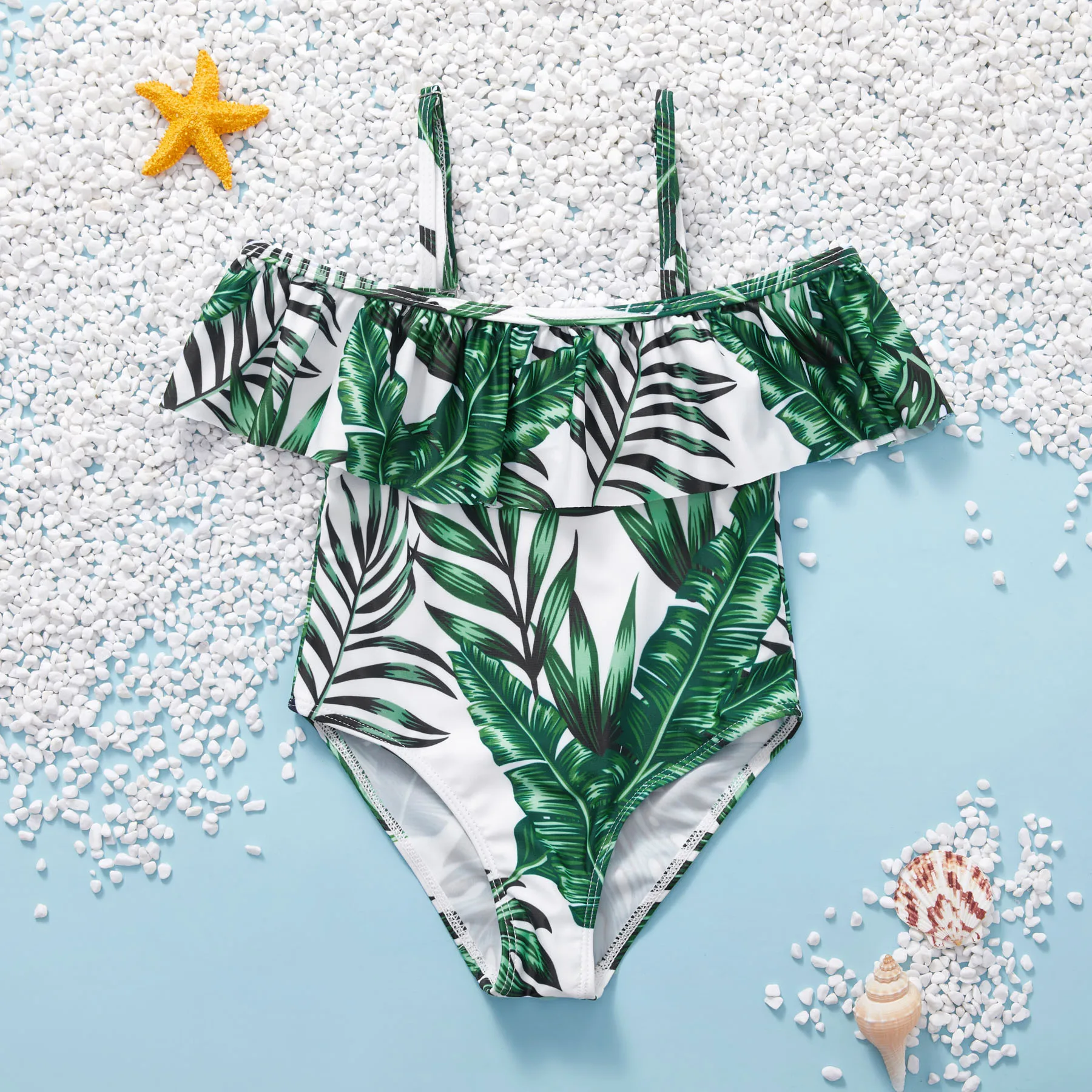 

PatPat 2021 New Summer Baby / Toddler Girl Flounce Plant Print Swimsuit
