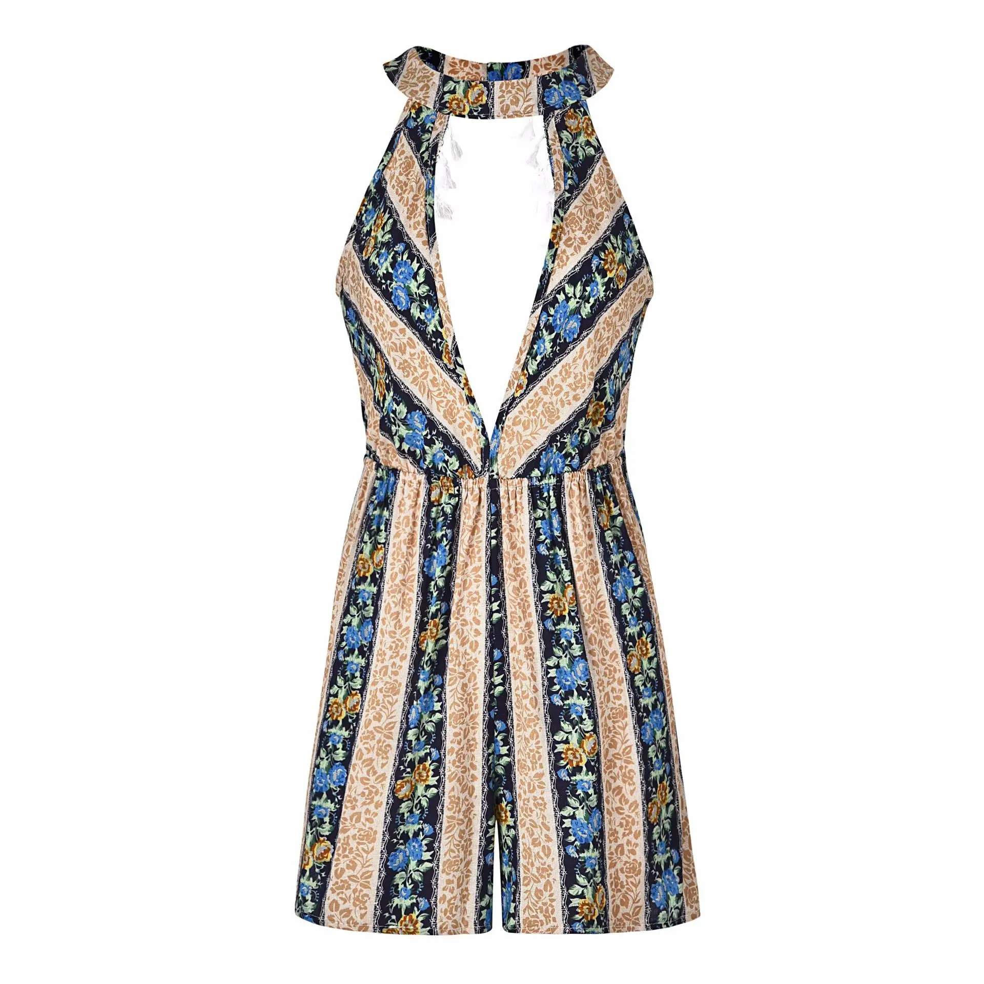 

2021 Summer Skirt Women's Dress European and American Halter Strapless Printed Hepburn Style One-piece Shorts Sexy and charming