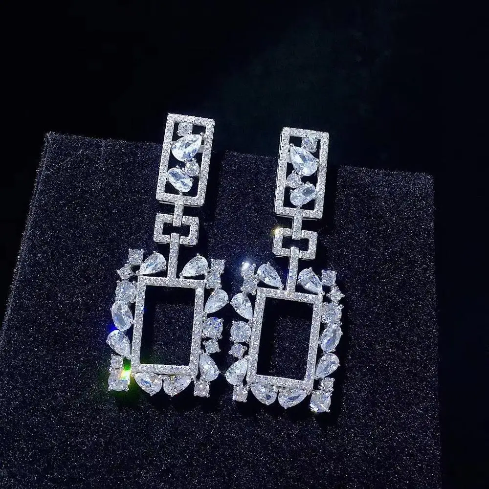 

Серьги-подвески женские из серебра 925 пробы с фианитами