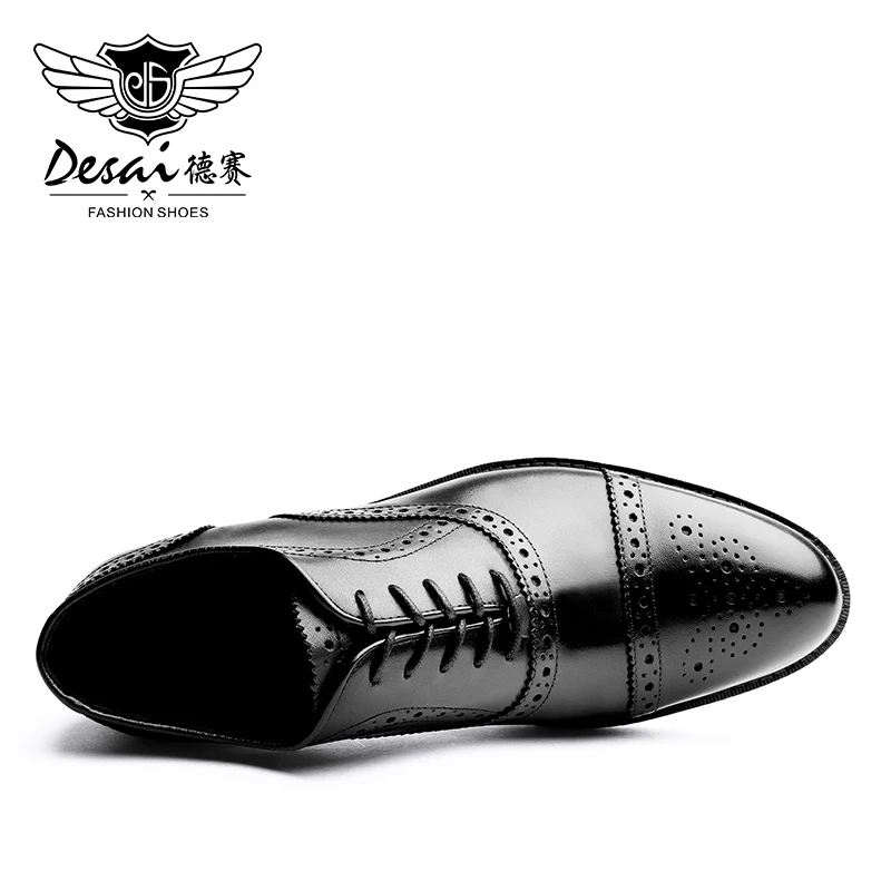 Мужские модельные туфли Desai черные модные деловые оксфорды из натуральной кожи в