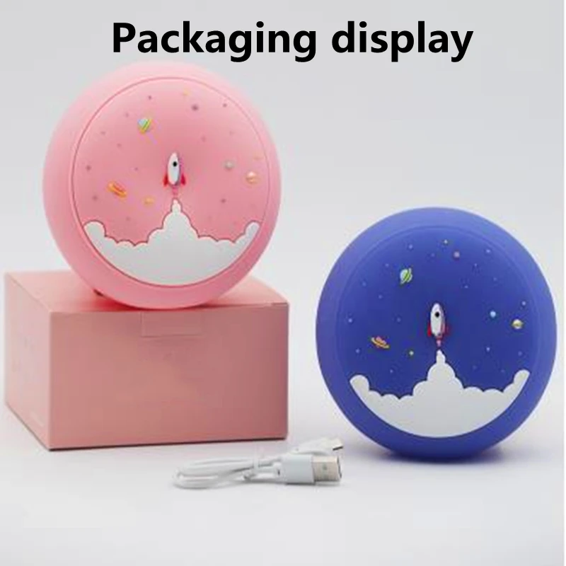

Creative Space Rocket Night Light Smart Sensor USB Charging Tap Light Voice Control Silicone LED Bedside Lamp