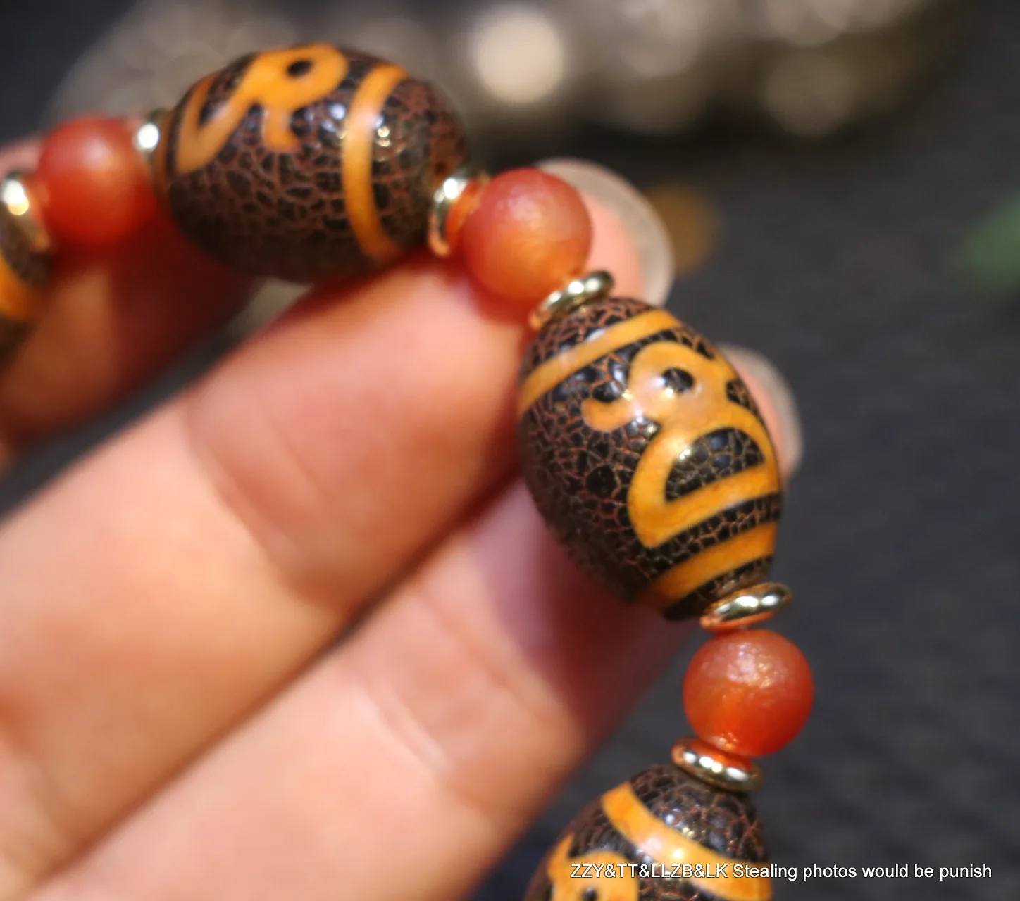 Тибетский Старый Агат Super Energy вены дракона богатство Бог тотем бусины дзи