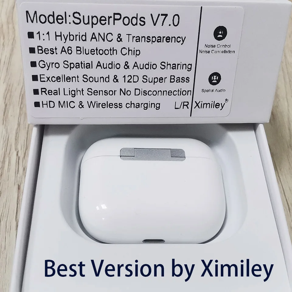 Bluetooth наушники SuperPods V7.0 V6.0 PK V5.0 45 дБ с активным шумоподавлением|Наушники и