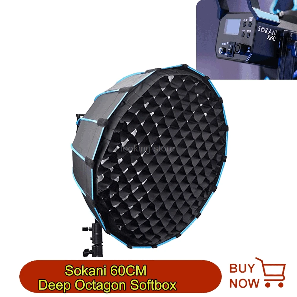 

Sokani 60cm Speedlite Portable Deep Octagon Umbrella Softbox Honeycomb Grid Outdoor Flash Soft Box for Sokani X60 Godox Aput