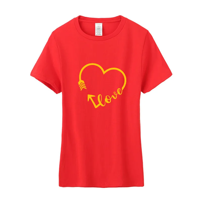 

Omnitee Love Archery T Shirts Women O-neck Cotton Short Sleeve Tshirt Summer Girl Bow and Arrow T-shirt Tee OZ-244