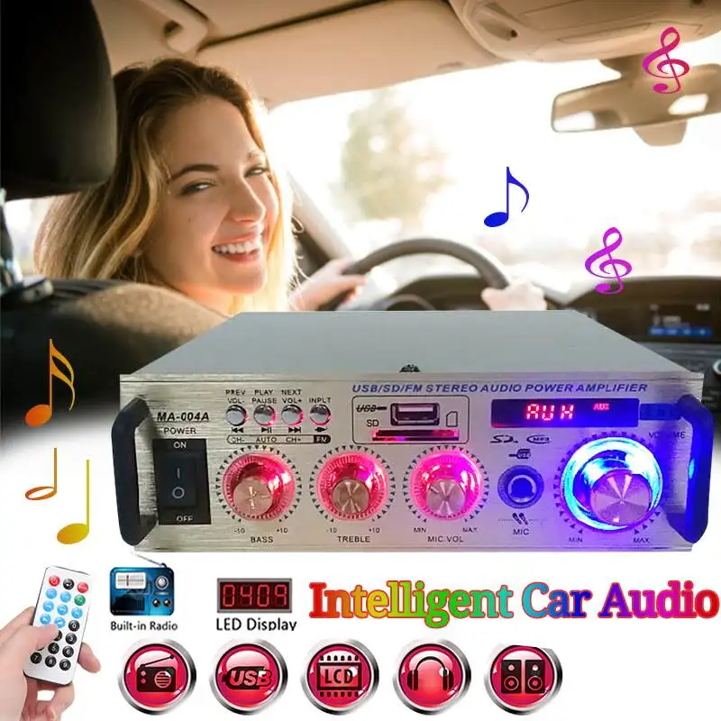 600W Профессиональный автомобильный аудио усилители Bluetooth мини сабвуфер аудио звук Системы usb-пду Управление Hi-Fi стерео усилитель