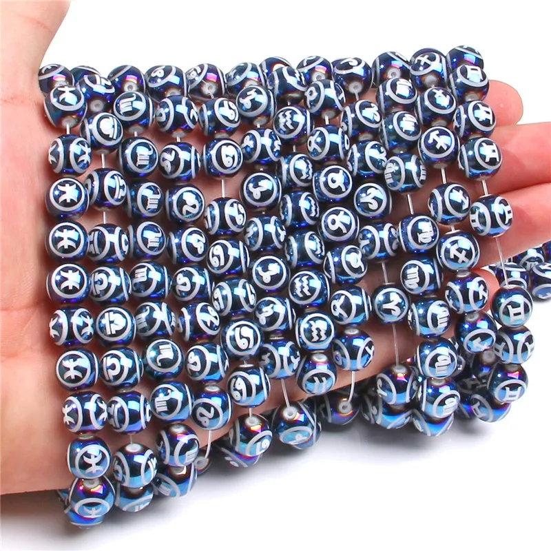 Wholesale 12 Zodiac Constellation Electroplate Galss Loose Charm Beads for Women Men DIY Jewelry Making Necklace Bracelet Gifts | Украшения