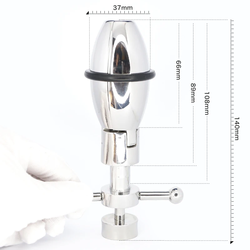 Анальная пробка Torpedo Asslock из нержавеющей стали с замком расширяющаяся большая