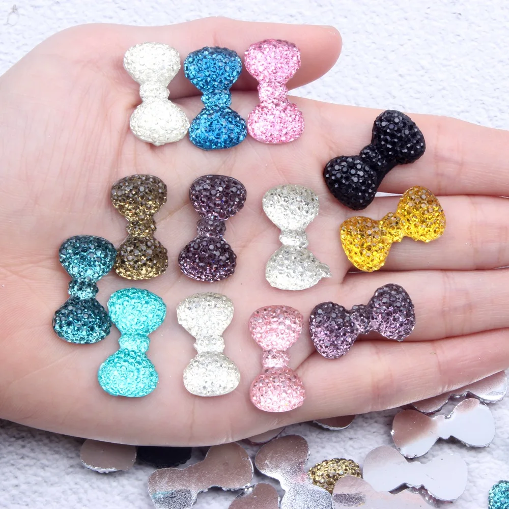 

100PCS Samll Bow Tie Bowknot Resin DIY Earrings Necklaces Crafts Accessories Decorate Patch Materials Hairpin Nails Supplies
