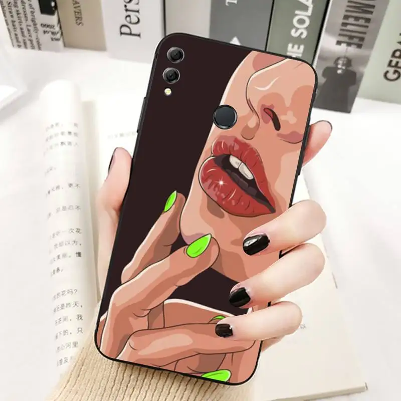 TOPLBPCS сексуальный женский красный губы горячая девушка чехол для телефона Huawei Honor