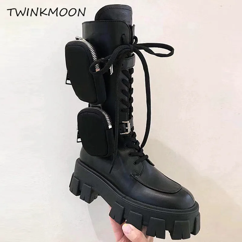 Ботинки в байкерском стиле из натуральной кожи женские ботильоны панк с