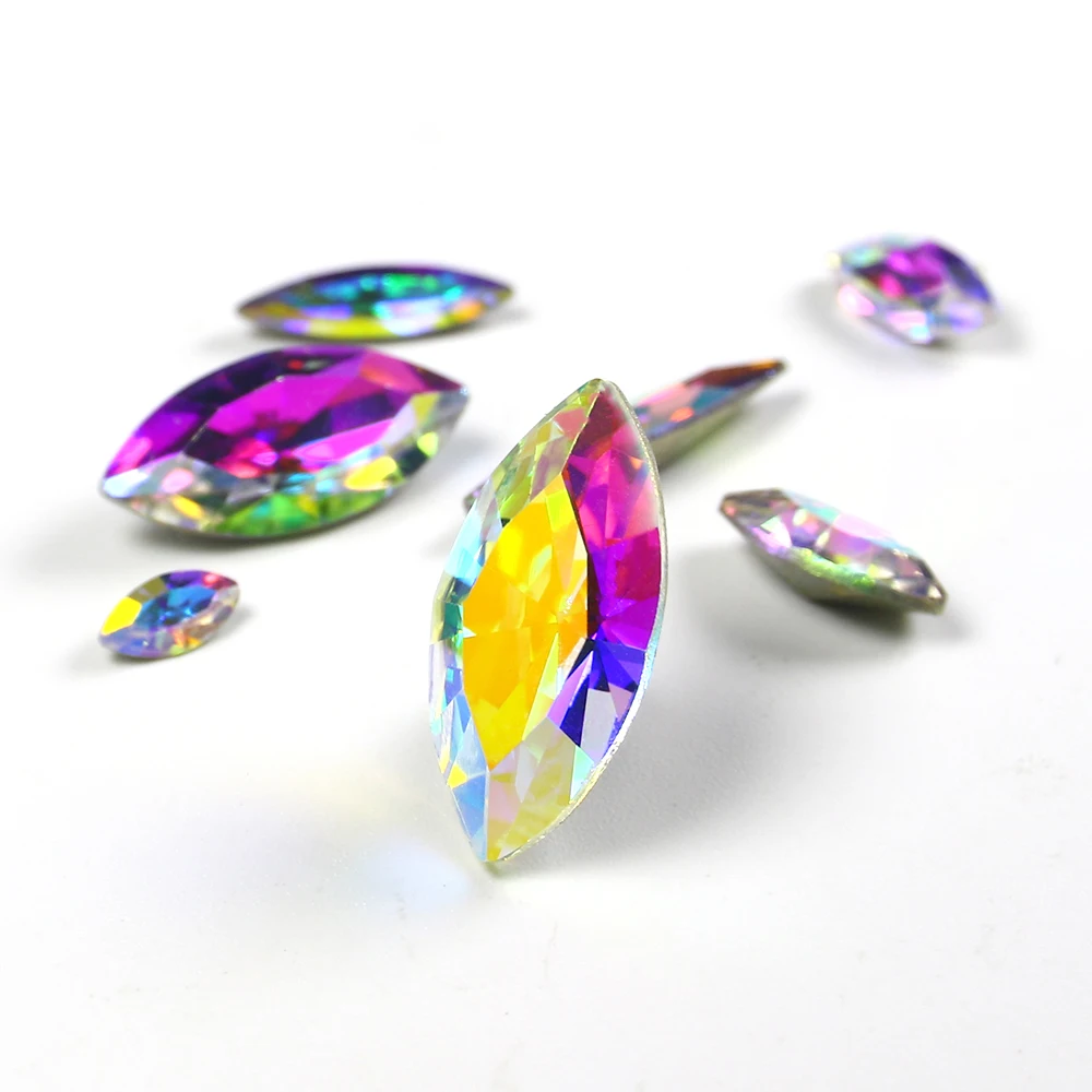 AB цвет с несколькими размерами заостренный задний стеклянный кристалл Стразы k9