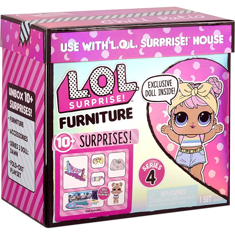 

LOL Surprise Furniture Chill Patio with Dawn Doll and 10+ Surprises, Doll Patio Furniture Set, Accessories