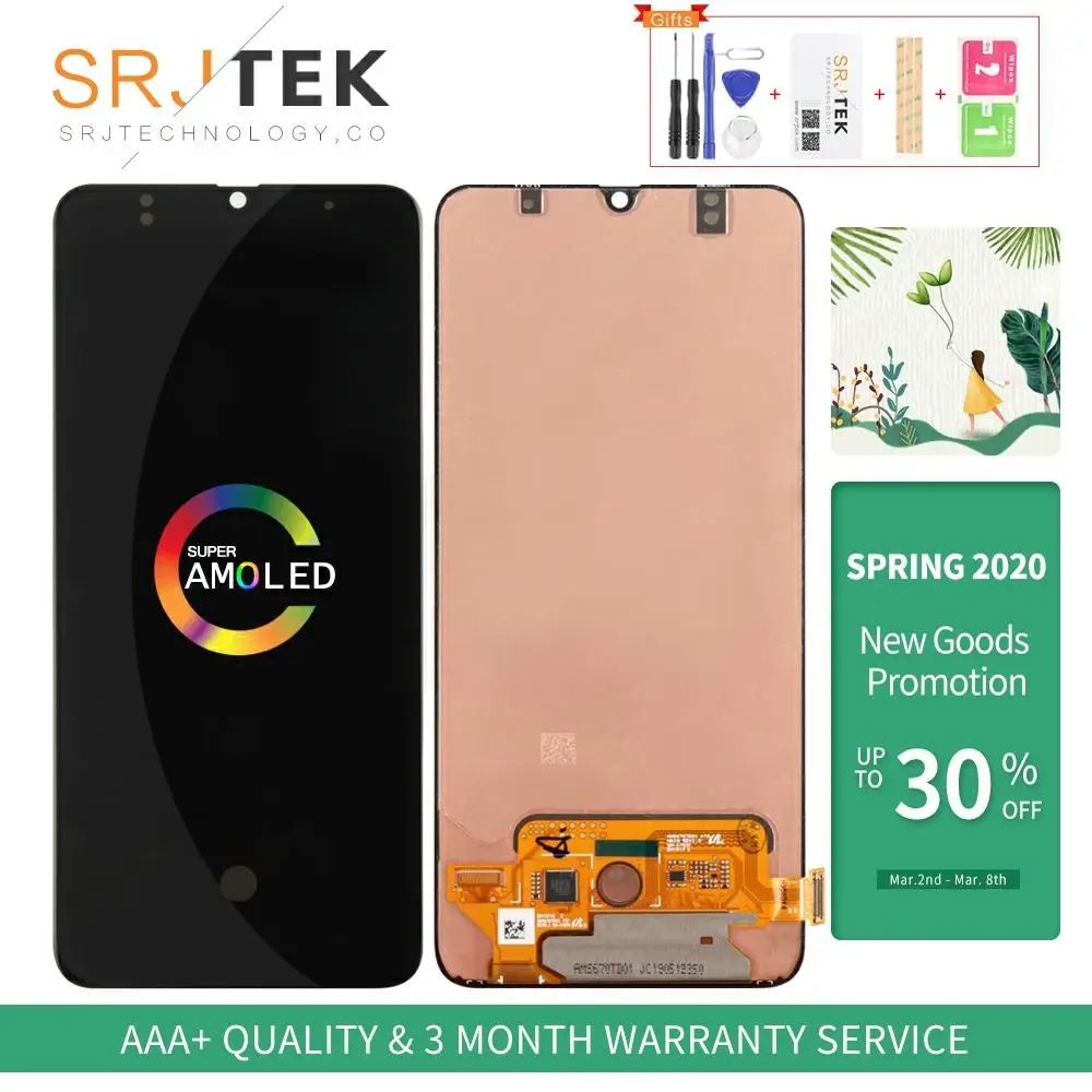 

Сенсорный экран AMOLED для Samsung Galaxy A70, ЖК-дисплей с дигитайзером и сенсорным экраном в сборе для Samsung A70, дисплей A705, A705F, A705FD