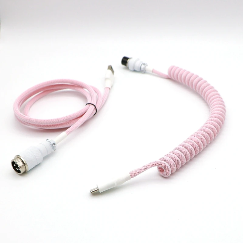 Спиральный кабель Paracord и PET с двумя рукавами типа C Micro USB для механической