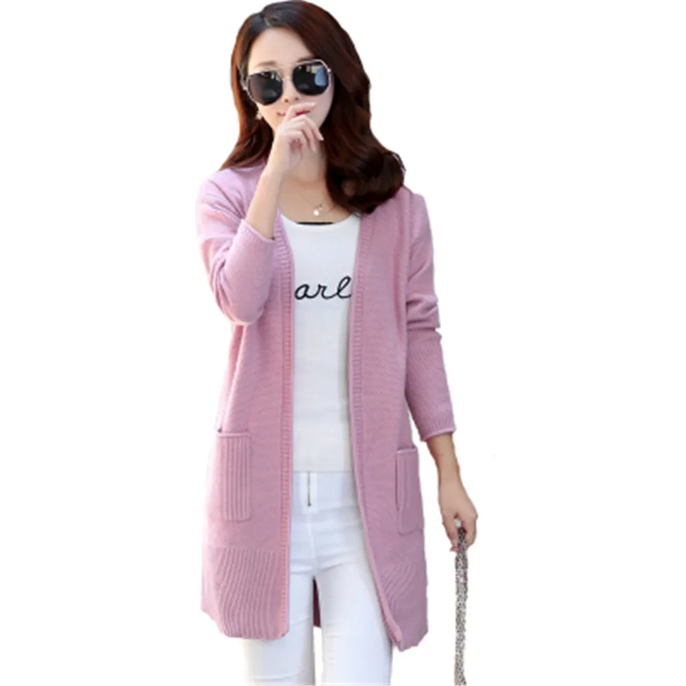 

Korean Fashion 2020 Autumn Knitting Cardigan Women Spring Sweater Sections And Long V-Neck Full Sleeve Wool Slim Tight Bottoming