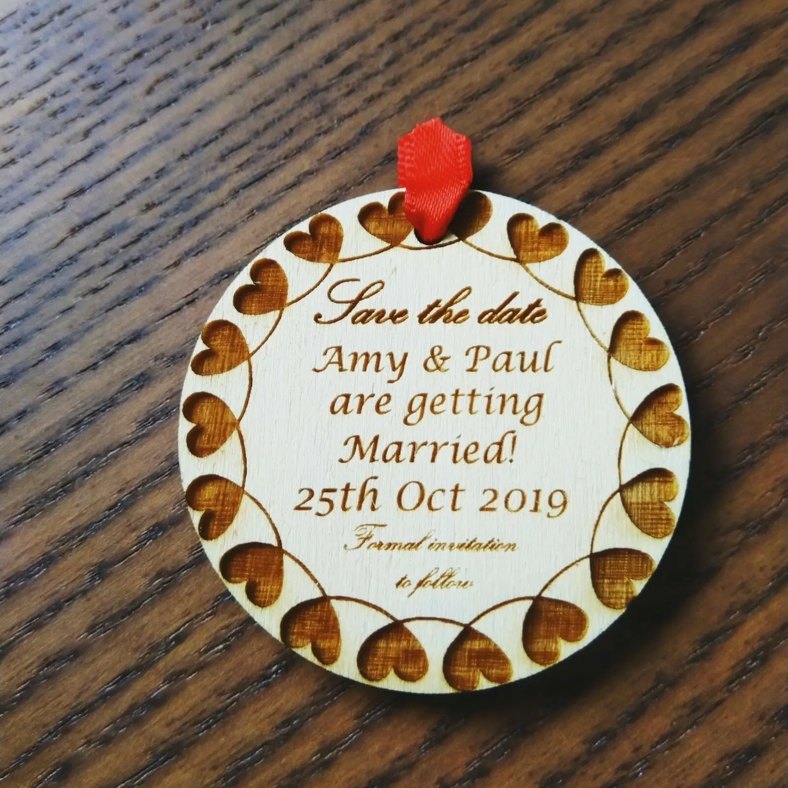 Персонализированное деревенское Сердце Лазерная резка сохранить дату магниты