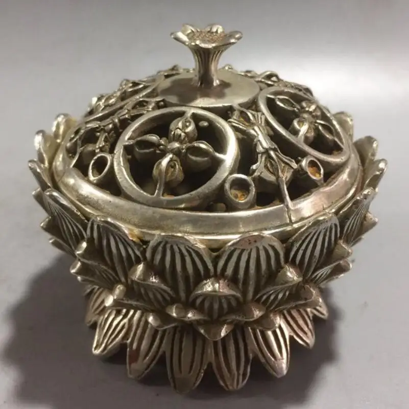 

China White copper lotus furnace crafts statue