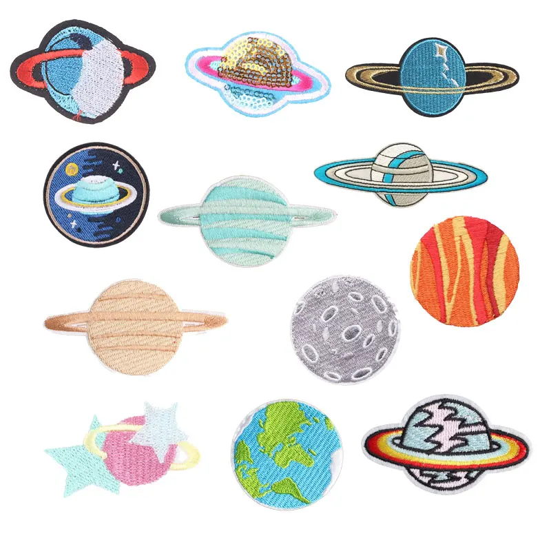 Нашивки с вышивкой аппликации утюгом на планетах звездах галактике Симпатичные