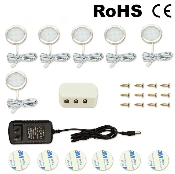 2 5 W светодиодные лампы под шкафом шайба Свет ультра тонкий круглый декоративный