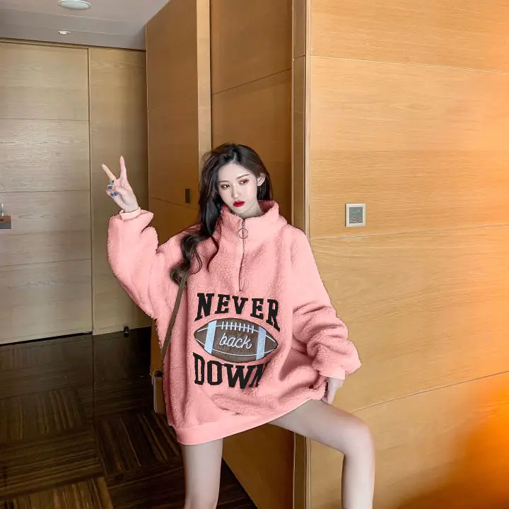 

Pink Black 2020 Spring Autumn Pullovers Sweatshirts Female Women Oversized Sweatshirt Long Puff Sleeve Hoodies for Ladies White