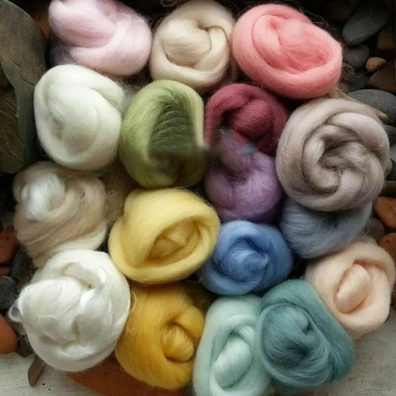 

1 Set Newest 5g 17 Colors Merino Wool Fibre Roving For Needle Felting Hand Spinning