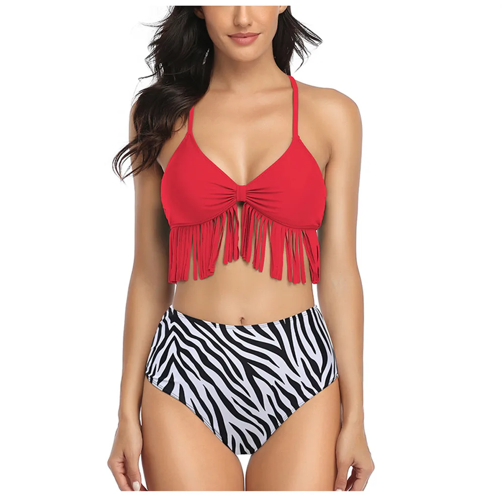 Женский купальник с кисточками купальный костюм Мягкий пуш-ап комплекты бикини