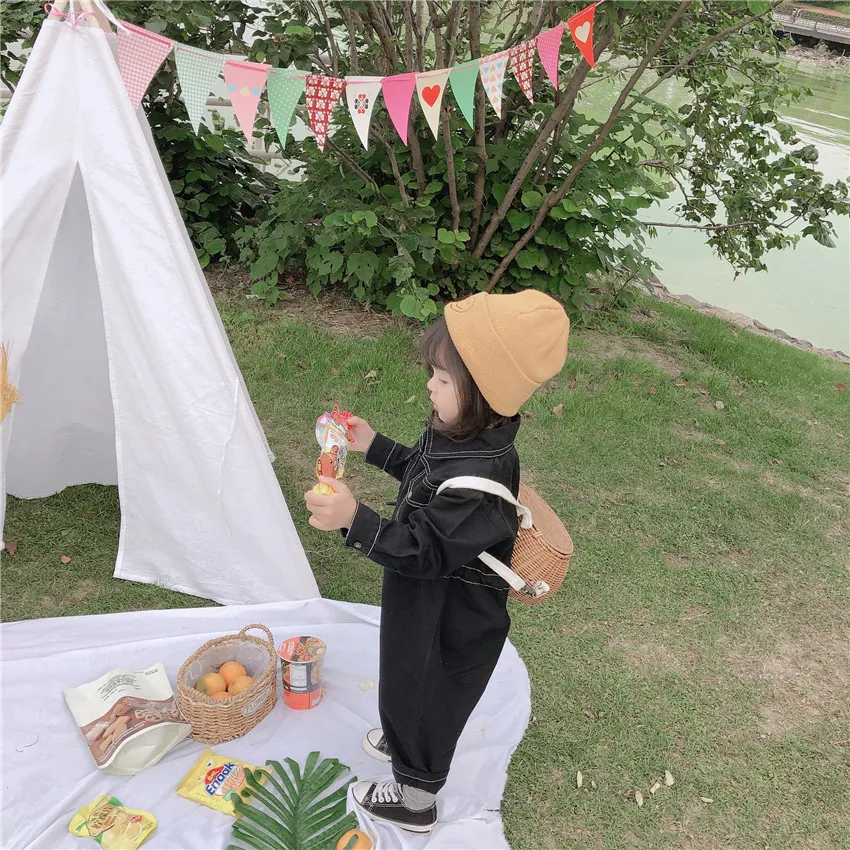 2019 г. Осенняя одежда новые детские джинсовые комбинезоны с длинными рукавами