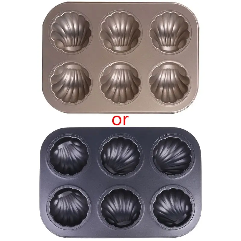 

6 Cavity Madeleine-Mold Cake Pan Non-Stick Spherical Shell Madeleine-Bakeware for Oven Baking
