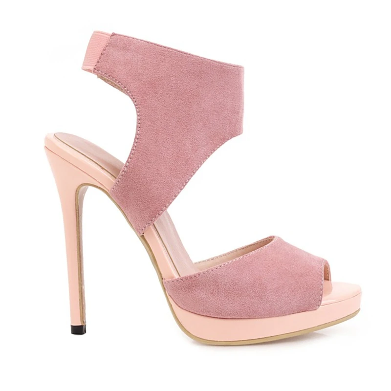 Сандалии MKKHOU женские с открытым носком замша высокий каблук 12 см открытый модная