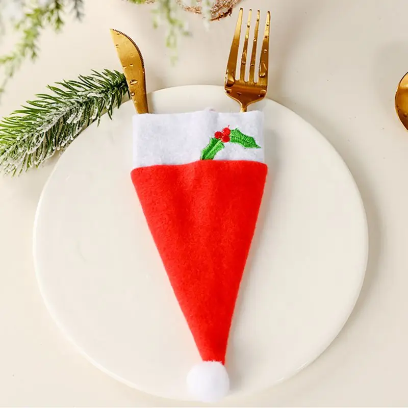 Конусная шляпа серебряные столовые приборы держатели карманы резак вилки сумка