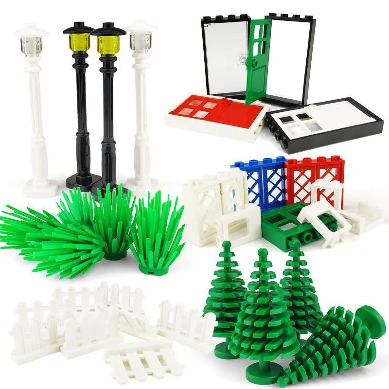 Rainforest Baseplate Parts Animal Green Grass Jungle Bush Flower Tree Plants Building Blocks DIY MOC Assemble Children Toy Gifts