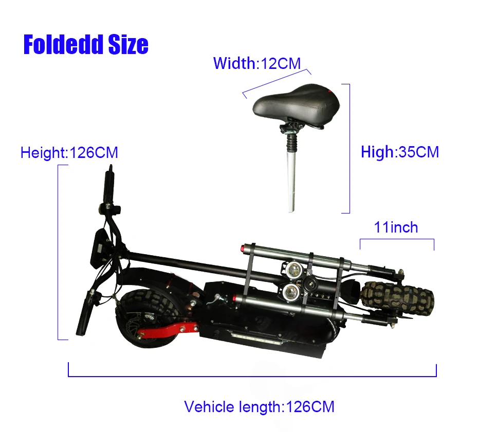 

Dual Drive Electric Scooter for Adult 2600-3200W Power 52/60V 20/26/30/36AH Battery 80km/h Max Speed 105km Distance 11Inch Tire